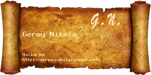 Gerey Nikola névjegykártya
